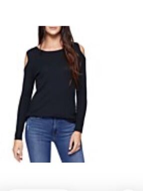 Sanctuary Black Cold-Shoulder Long Sleeve Top